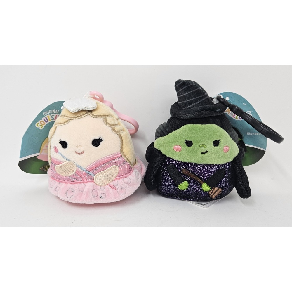 Squishmallows Wicked, Glinda Upland and Elphaba, 3.5" Key Chains, 2 Pack, NWT! - Picture 1 of 16